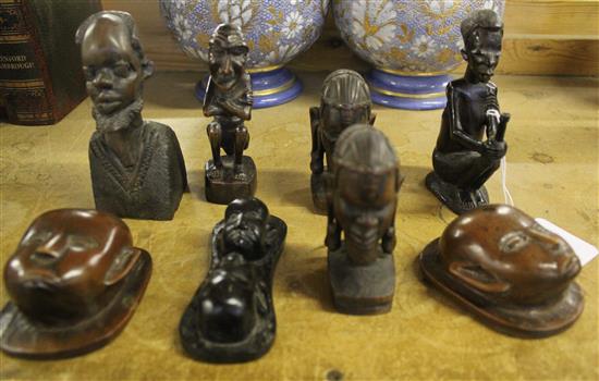 Group of African tribal wood carvings
